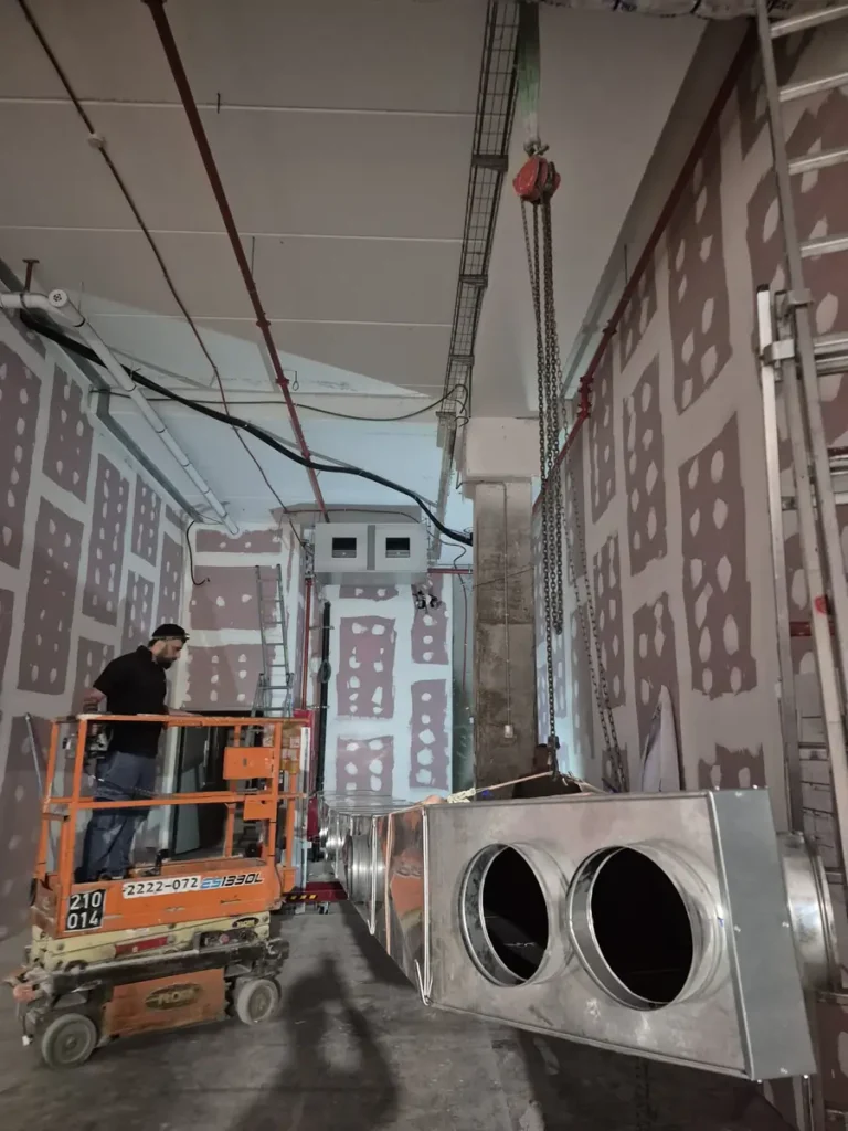 commercial hvac installation scissor lift store